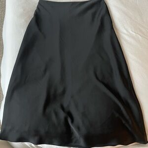 NWOT Midi satin A-line skirt in black